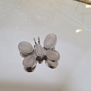 Rebecca Collins butterfly pendant, brooch, or scarf clip with frosted glass or a